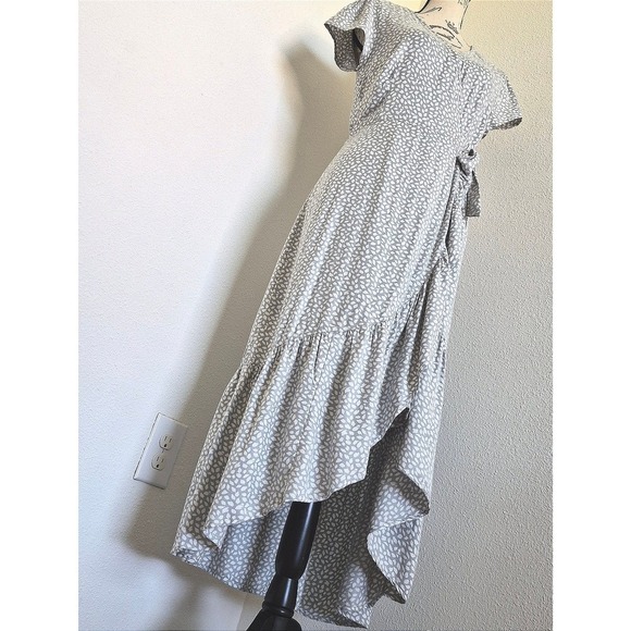 Abercrombie & Fitch Midi Ruffle Wrap Dress size S grey white summer romantic - Picture 5 of 14